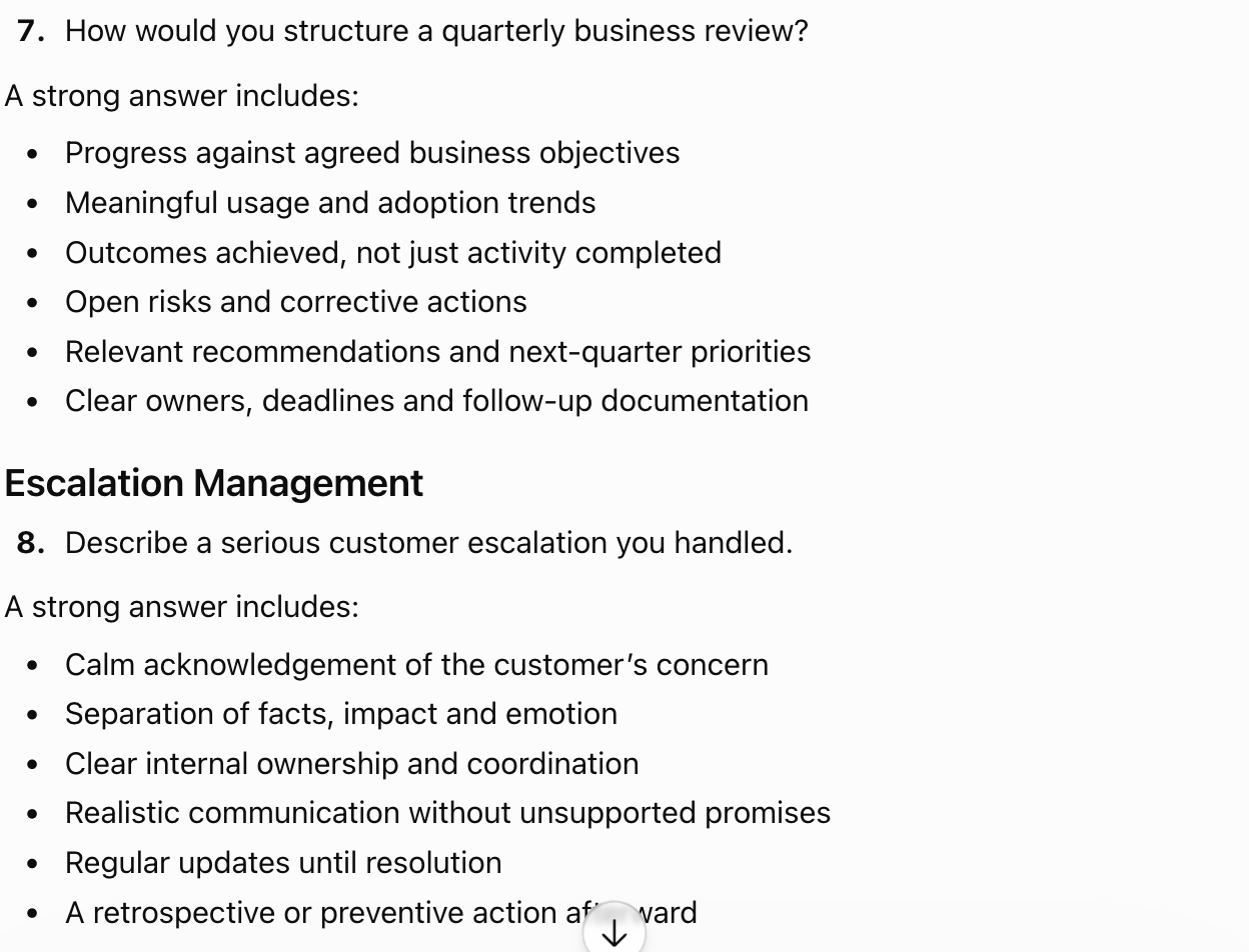 ChatGPT generating interview questions grouped by competency
